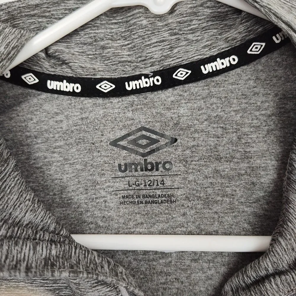 Umbro girl's youth 1/4-zip pullover sweatshirt,‎ L-G 12/14, gray, long sleeves